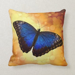 Blue Morpho Butterfly Throw Pillow