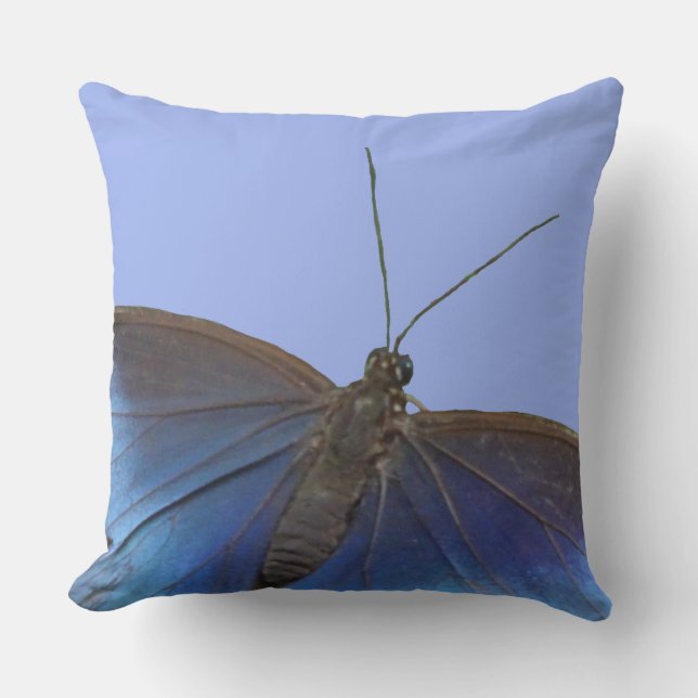Blue Morpho Butterfly Throw Pillow (Front)