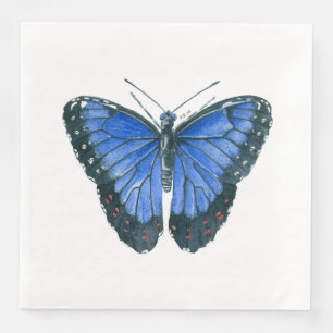 Blue Morpho butterfly watercolor painting Napkin