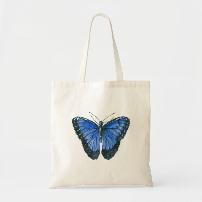Blue Morpho butterfly watercolor painting Tote Bag (Front)