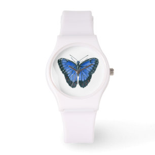 Blue Morpho butterfly watercolor painting Watch