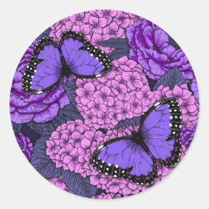 Blue morpho garden 2 classic round sticker