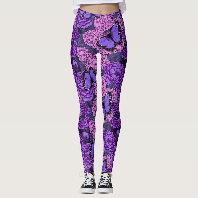 Blue morpho garden 2 leggings (Front)