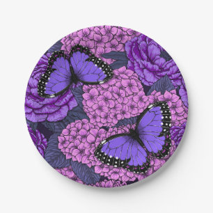 Blue morpho garden 2 paper plate
