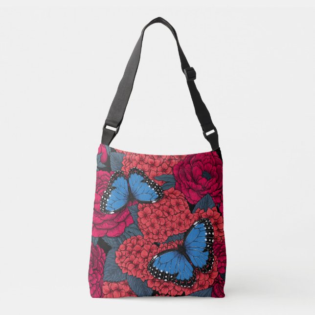 Blue morpho garden crossbody bag (Front)