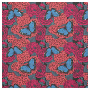 Blue morpho garden fabric