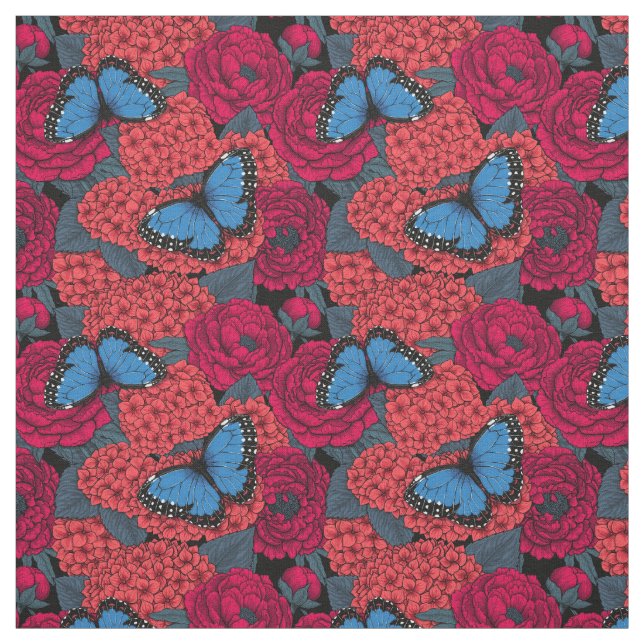 Blue morpho garden fabric (Swatch)