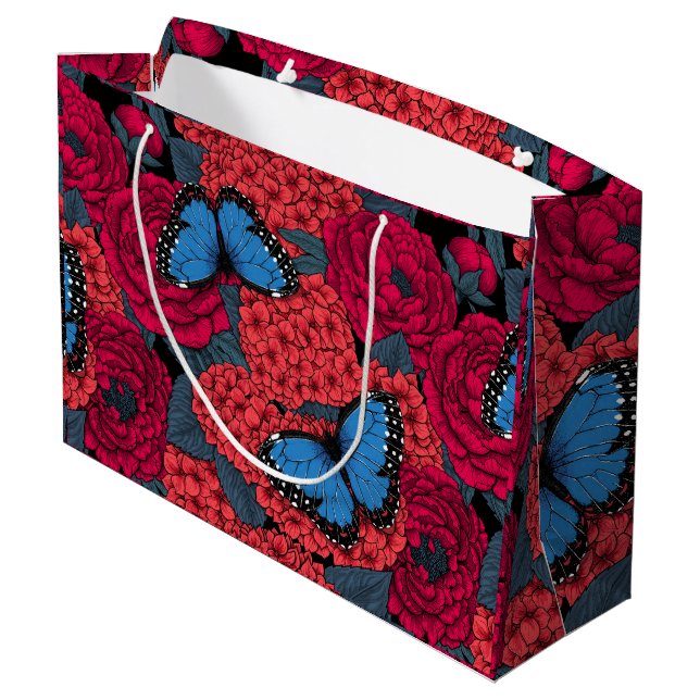 Blue morpho garden large gift bag (Back Angled)
