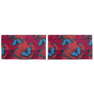 Blue morpho garden pillowcase