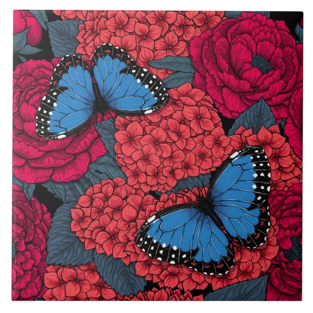 Blue morpho garden tile (Front)