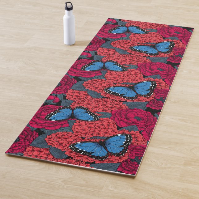 Blue morpho garden yoga mat (In Situ)