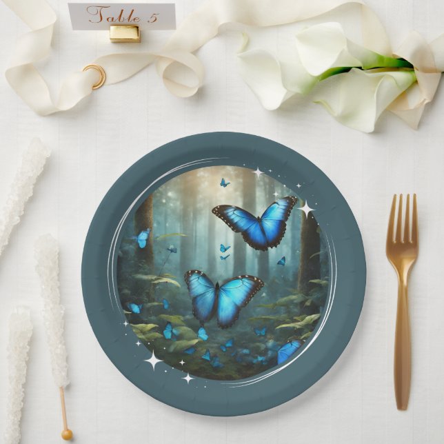 Blue Morpho Paper Plate (Wedding)