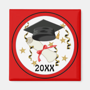 Blue Mortar and Diploma Graduation Magnet