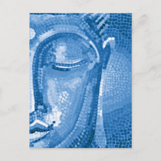 Blue Mosaic Buddha Face Postcard