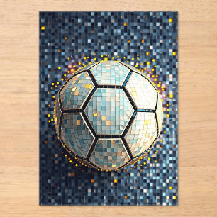 Blue Mosaic Football Abstract Art World Cup 2026 F Acrylic Invitations