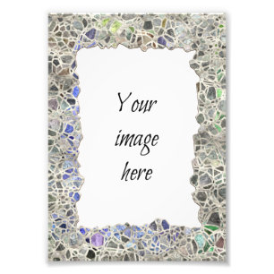 Blue Mosaic Frame Photo Print