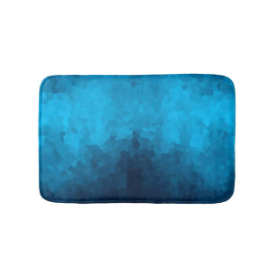 Blue Mosaic Geometric Pattern Bath Mat