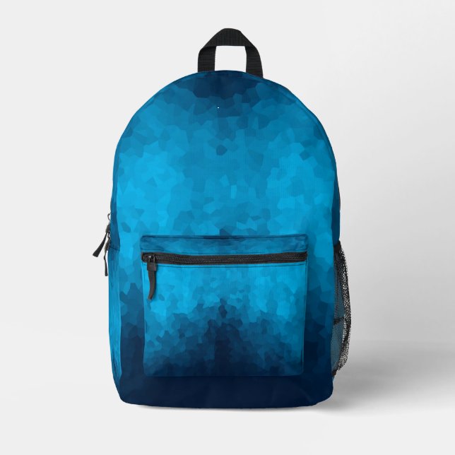 Blue Mosaic Geometric Pattern Printed Backpack (Front)