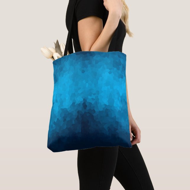 Blue Mosaic Geometric Pattern Tote Bag (Close Up)