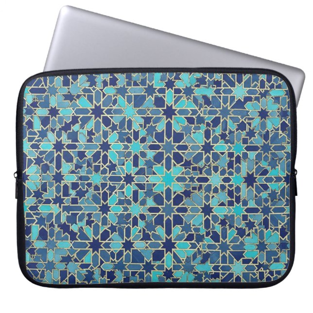 blue mosaic laptop sleeve (Front)
