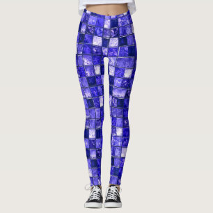 Blue mosaic pattern leggings