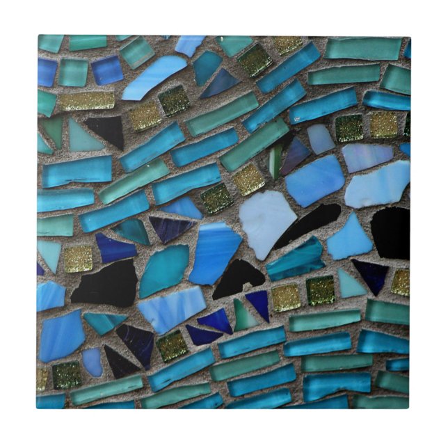 Blue Mosaic Pattern print  Tile (Front)