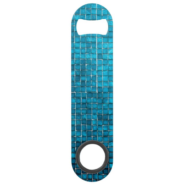 Blue mosaic pattern speed bottle opener (Front)