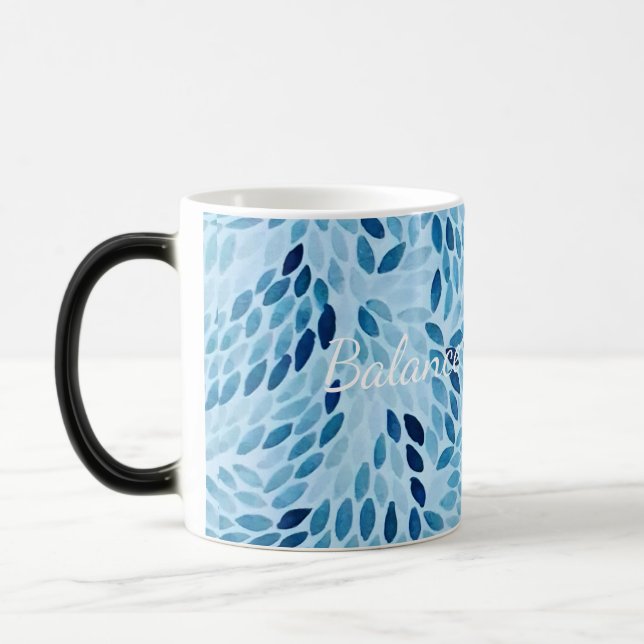 Blue Mosaic Petals Pattern  Magic Mug (Left)
