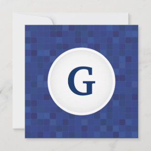 Blue mosaic pixel pattern personalized monogram 