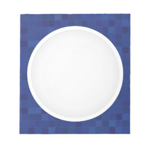 Blue mosaic pixel pattern personalized monogram notepad
