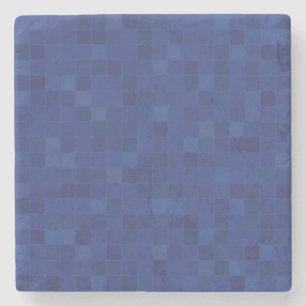 Blue mosaic pixel pattern  stone coaster