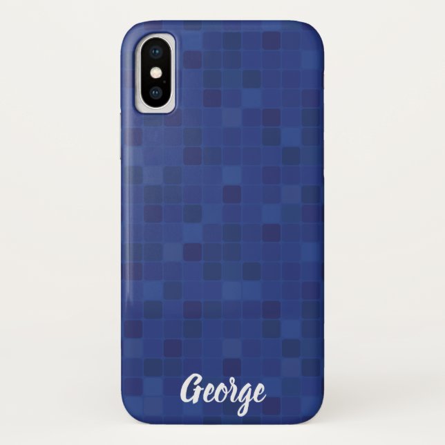 Blue mosaic pixelated design iPhone case. Case-Mate iPhone Case (Back)