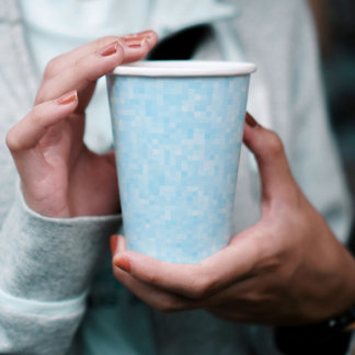 Blue Mosaic Pixelation Paper Cups