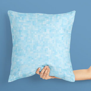 Blue Mosaic Pixelation Throw Pillow