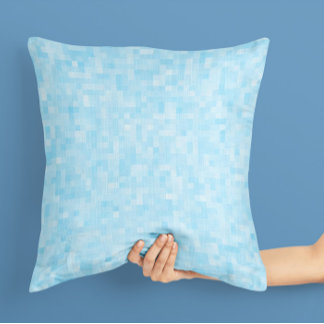 Blue Mosaic Pixelation Throw Pillow