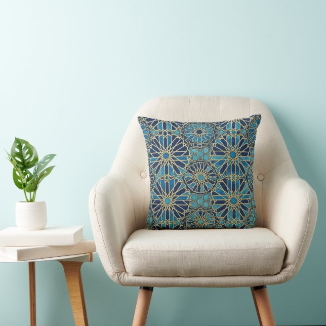 blue mosaic throw pillow (Chair)