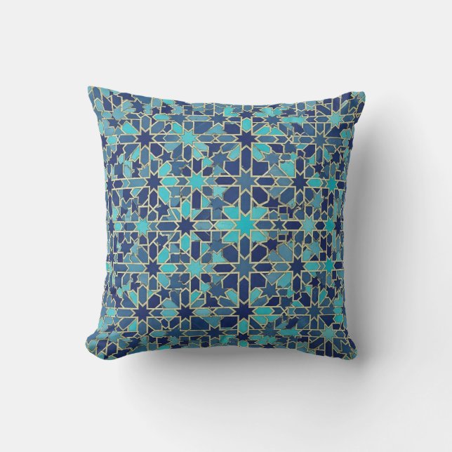 blue mosaic throw pillow (Front)