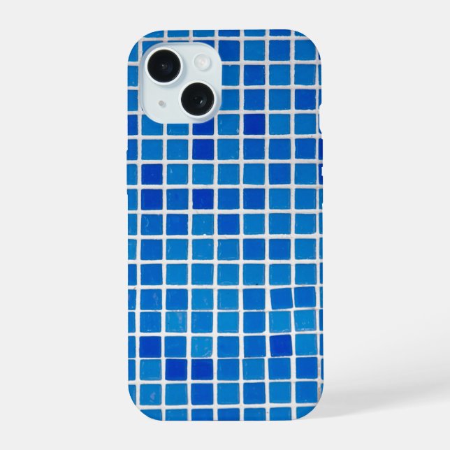 Blue Mosaic Tile iPhone 15 Case (Back)