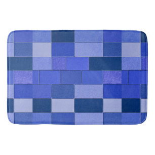 Blue mosaic tiles bath mat