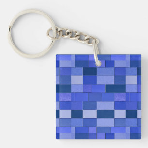 Blue mosaic tiles keychain