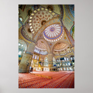 Blue Mosque Interior in Istanbul Poster