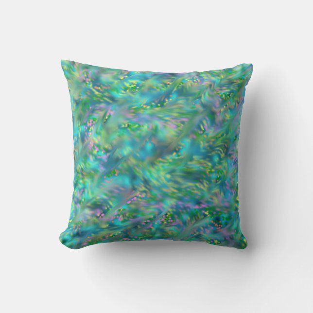 Blue Mother of Pearl Lumbar and Throw Pillows (Front)