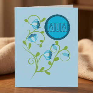 Blue Mothers Day Photo Card & Flower On Vine