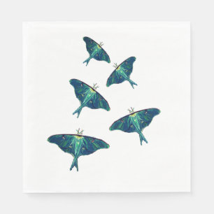 Blue Moths Butterfly Art Drawing Napkin