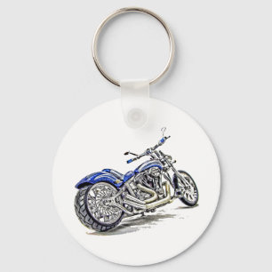 Blue Motorcycle HDR Keychain