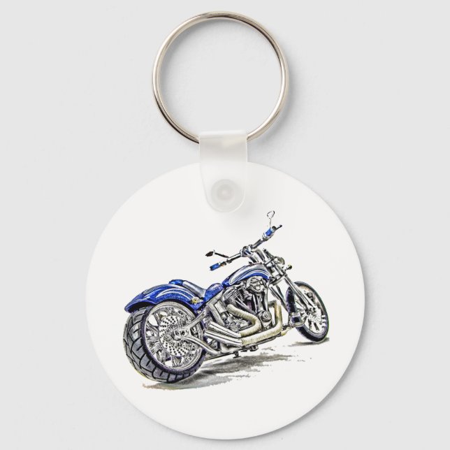 Blue Motorcycle HDR Keychain (Front)