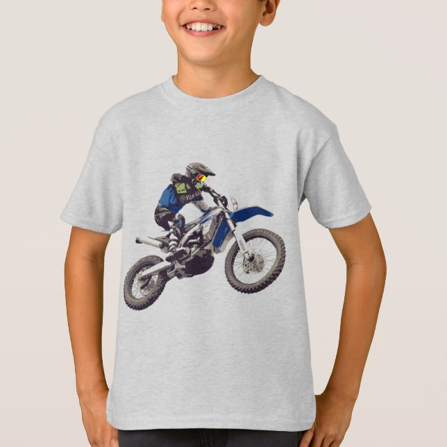 Blue Motorcycle T-Shirt with Motorcyclist (Front)