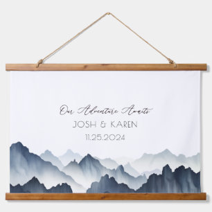 Blue Mountain Alternative Wedding Guest Book Hanging Tapestry