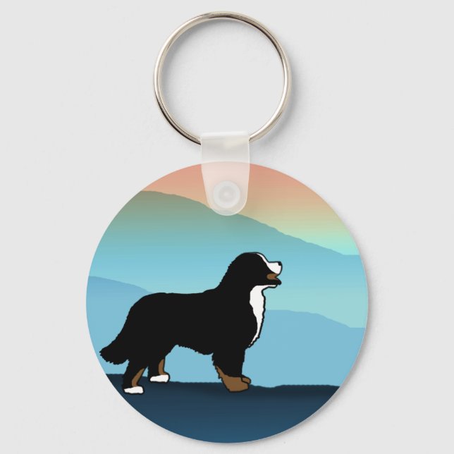 Blue Mountain Bernese Dog Keychain (Front)