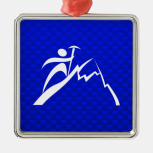 Blue Mountain Climbing Metal Ornament